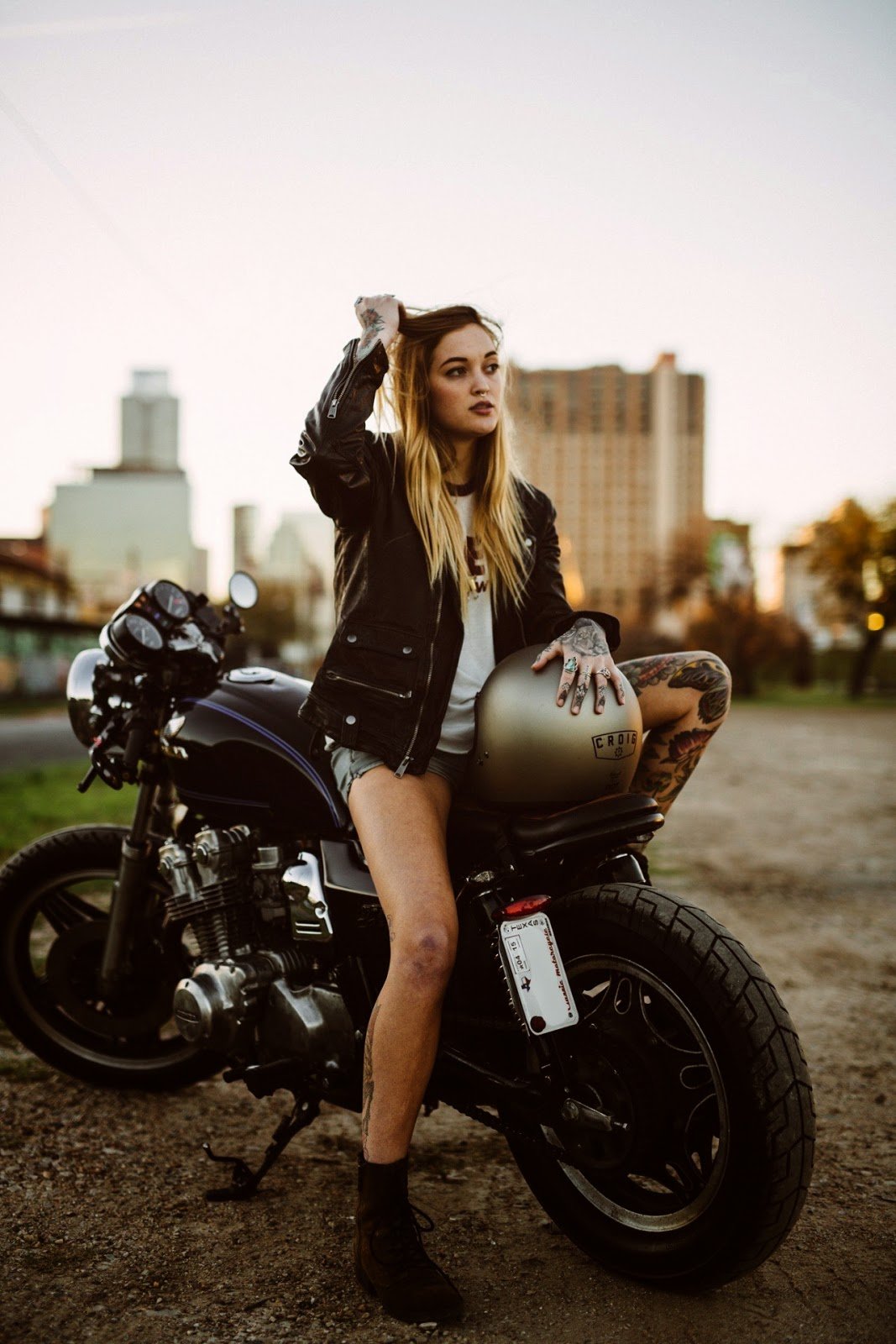 Beautiful girls and bikes in City